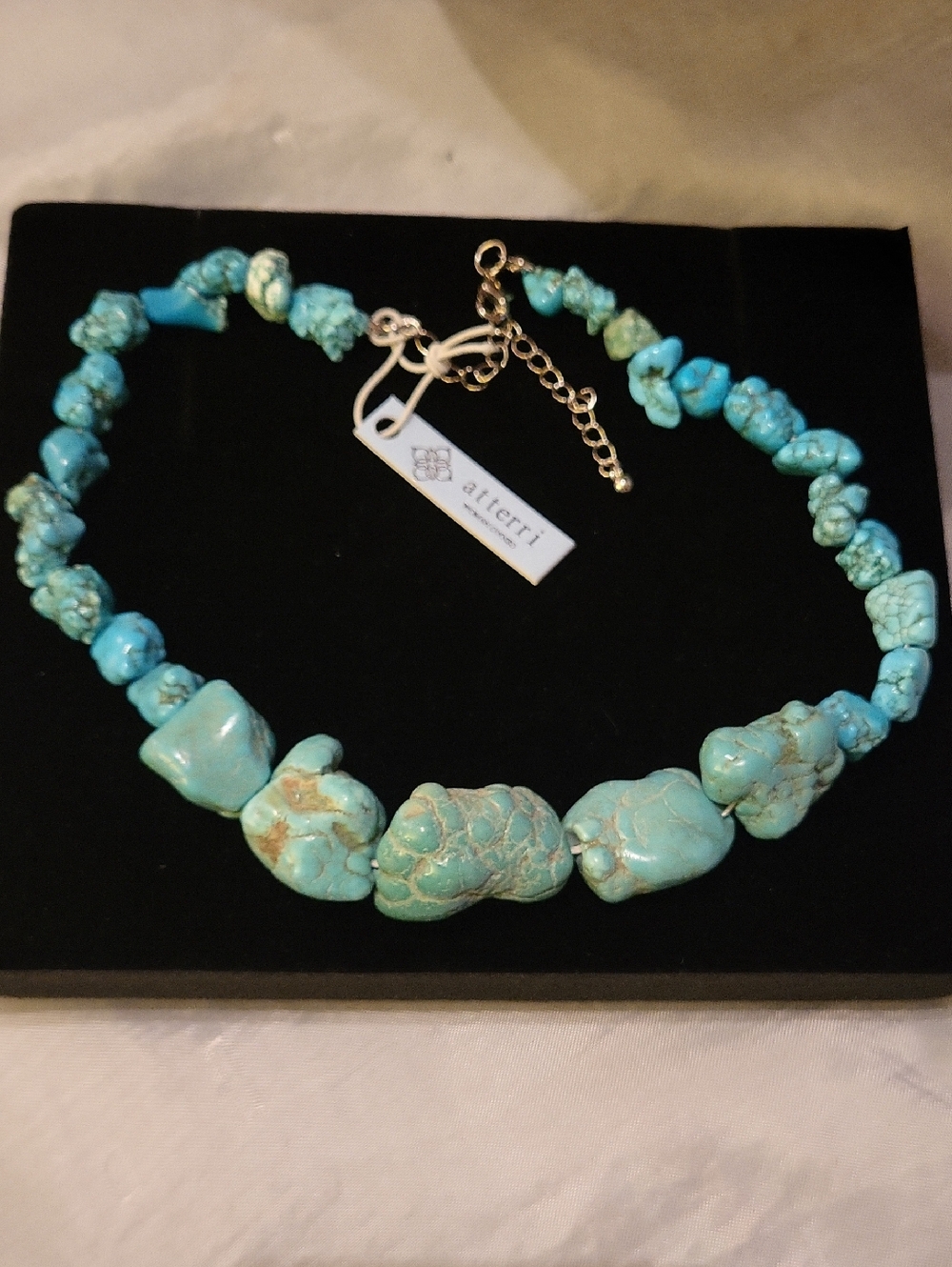 Atterri Turquoise Nugget Statement Necklace - Blue 16"  + 3" Ext BNWT Ti Rt TL